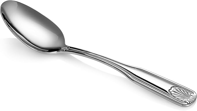 New Star Foodservice 58345 Shell Pattern, 18/0 Stainless Steel, Dinner/Dessert Spoon, 7.5-Inch, Set of 12