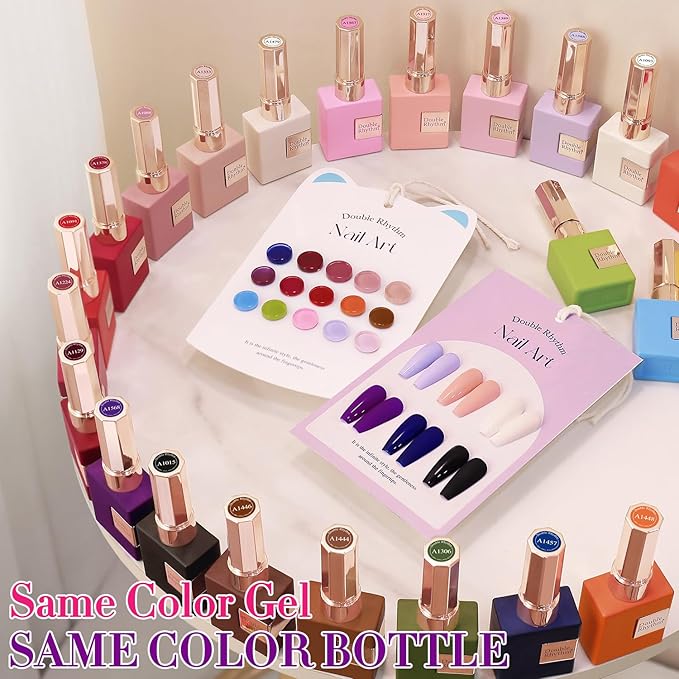 Double Rhythm 28Pcs 0.5Oz Gel Nail Polish Set Same Color Same Bottle Soak Off Gel Polish Kit Nail Art Manicure Salon DIY at Home for Women (Red Pink Collection-T24-4)-BrightBean Baby