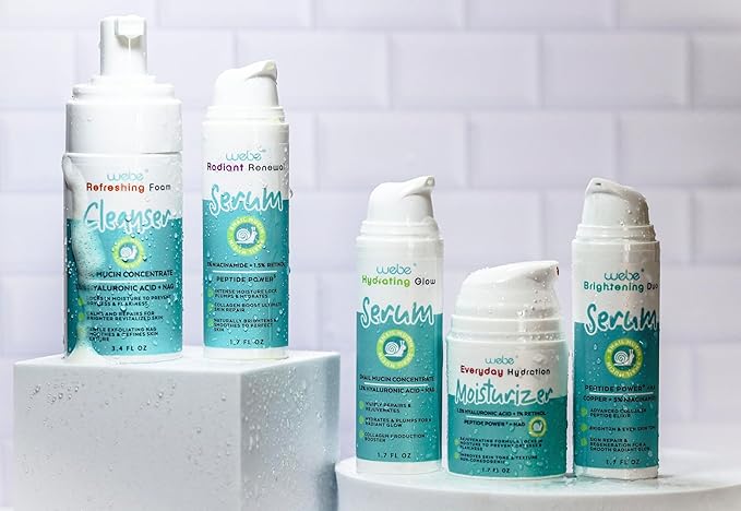 WEBE Naturals Snail Mucin 94% Hydrating Glow Serum | 1.3% Hyaluronic Acid & N-Acetyl Glucosamine | Collagen Boosting, Plumping, Anti Aging, Intense Moisturizing Serum for Radiant, Dewy Skin-BrightBean Baby