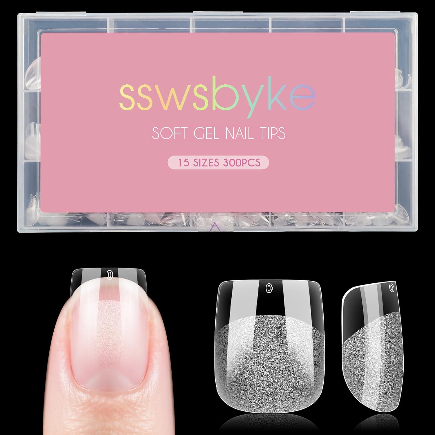 Extra Short Square Nail Tips, SSWSBYKE Gel Acrylic Nail Tips for Full Cover Pre-Shaped Fake Nails Tips Half Matte Press On Nails for Extension Home DIY Salon 300pcs 15 Sizes-BrightBean Baby