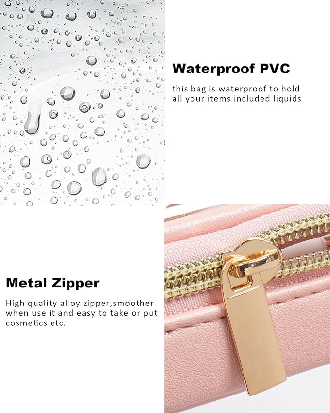 Clear Makeup Bag Small, TSA Approved Portable Toiletry Bag with Zipper Cosmetic Travel Bag Makeup Organizer Case Mini Makeup Pouch for Purse Car Organizer Bag for Women Men-BrightBean Baby