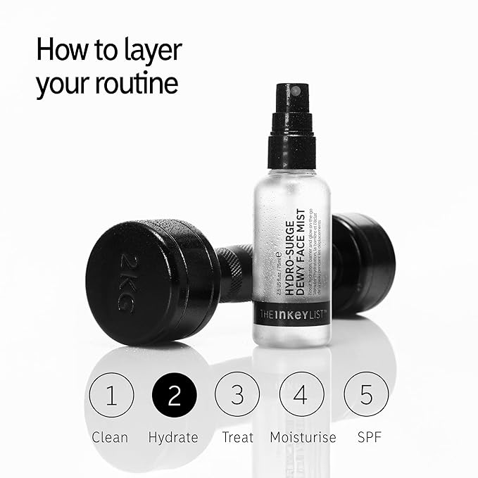 The INKEY List Hydro-Surge Dewy Face Mist 2.6 fl oz, Hydration Boosting Spray, Fragrance-Free & Alcohol-Free, Gentle Formula for Sensitive Skin, On-The-Go Application, Vegan Friendly-BrightBean Baby