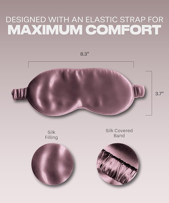 SUNDAYSILKS™ Exclusive Mulberry Silk Sleep Mask | Soft Eye Covers, Blackout Sleeping Mask for Women & Men | Silk Eye Mask for Sleep, Travel, and Relaxation | Antifaz para Dormir [Deep Muave]-BrightBean Baby