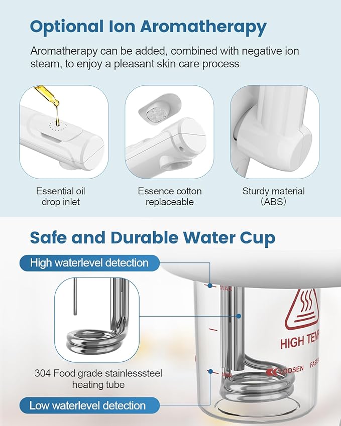 Kingsteam Professional Facial Steamer with Ozone - Ionic Nano Hot Mist Steamer with Large Capacity and 30 Min Timer for Estheticians, Beauty Salons, and Home Skin Care Use-BrightBean Baby