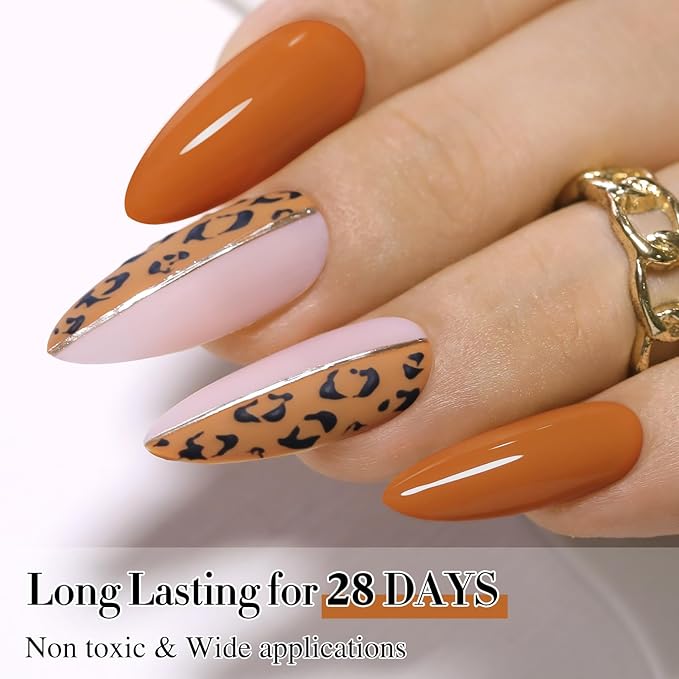 Double Rhythm Translucent Gel Polish Sheer Neutral Natural Light Milky Same Color Same Bottle 15ML Jelly UV Nail Polish Nail Art DIY at Home (Brown Orange-A1447)-BrightBean Baby