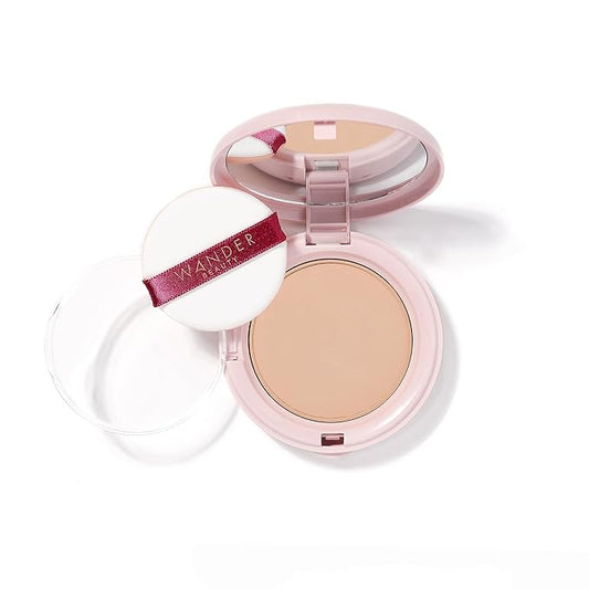 Wander Beauty Wanderlust Powder Foundation -Light Medium-Blurs and Evens Skin Tone-Perfects and Hydrates With Hyaluronic Acid, Aloe,Honeysuckle, & Vitamin E -Lightweight, Buildable Coverage - 0.31 oz-BrightBean Baby