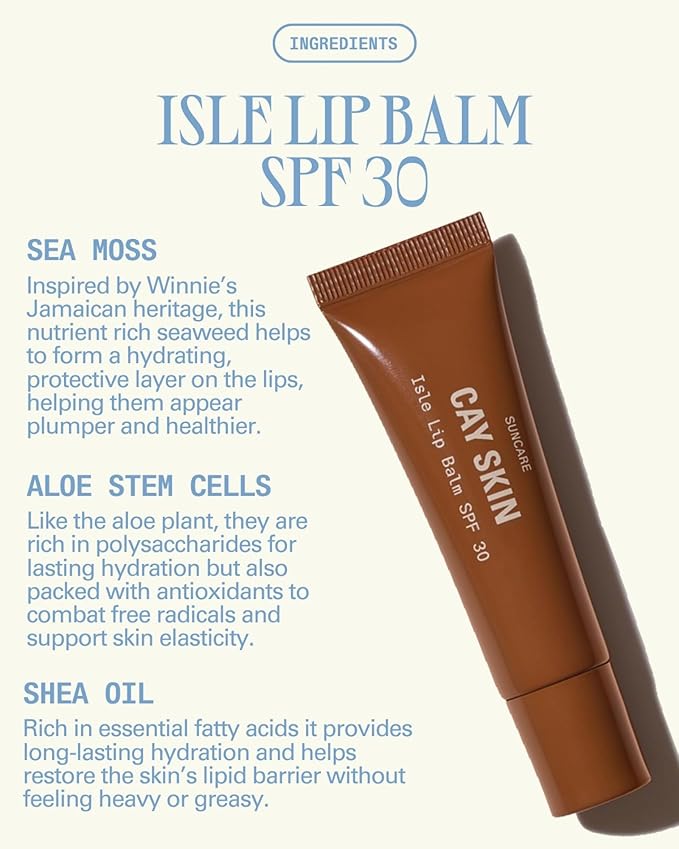 Cay Skin Isle Lip Balm SPF 30 – High Shine, Hydrating + Sheer Lip Gloss in Vanilla Brown Sugar Flavor – Formulated with Natural Ingredients for All Skin Tones – 3-Pack, Bad Gyal Berry-BrightBean Baby