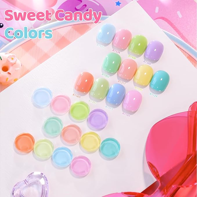 Double Rhythm 28Pcs 0.5Oz Gel Nail Polish Set Same Color Same Bottle Soak Off Gel Polish Kit Nail Art Manicure Salon DIY at Home for Women (Pastel Candy Collection-T24-5)-BrightBean Baby