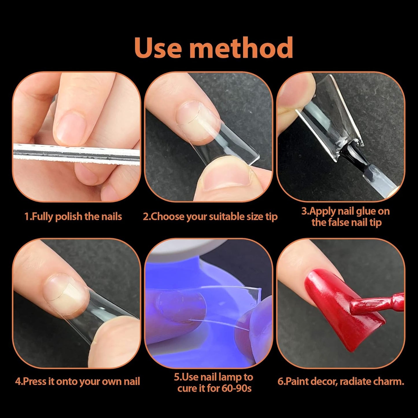 UNA GELLA Duck Fake Nail Tips 504 PCS Clear Soft Gel Short Half Cover Nail Tips Curved for Nail Extensions Professional Salon & Home DIY Nail Art 11 Sizes-BrightBean Baby