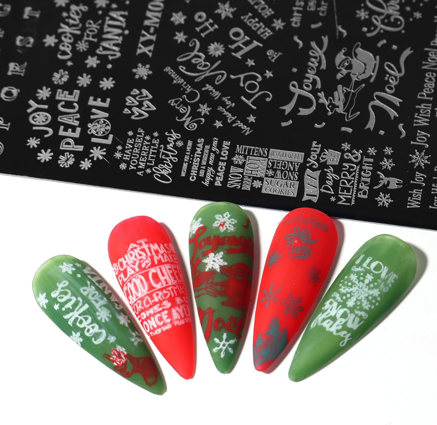 6Pcs Christmas Stamping Plates Set Winter Nail Stamp Kit Xmas Art Image Plates With Snowflakes Tree Bell Snowman Elk Designs DIY Stainless Steel Polish Template-BrightBean Baby