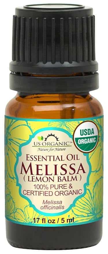 US Organic 100% Pure Melissa (Lemon Balm/Sweet Balm) Essential Oil - USDA Certified Organic, Steam Distilled - W/Euro Dropper (5 ml / 1/6 fl oz)-BrightBean Baby