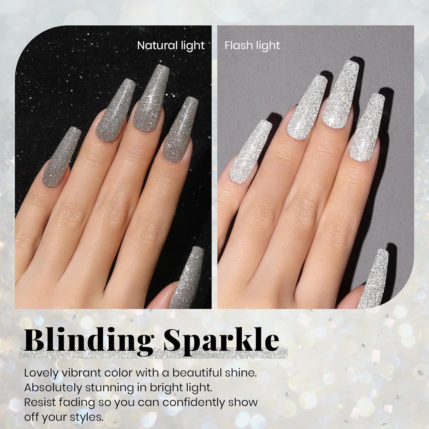 Beetles Reflective Gel Nail Polish 15ml Silver Glitter Nail Polish Shimmer Soak Off Uv LED Lamp Gel Nail Art Manicure Salon DIY Home Diamond-BrightBean Baby