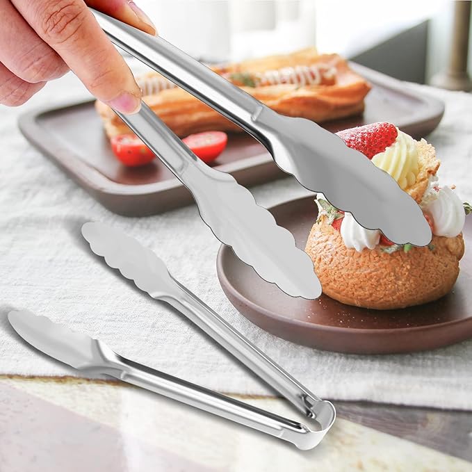 8 Pack Serving Tongs XEVOM Kitchen Tongs,Buffet Tongs, Stainless Steel Food Tong Serving Tong,small tongs (12inch)