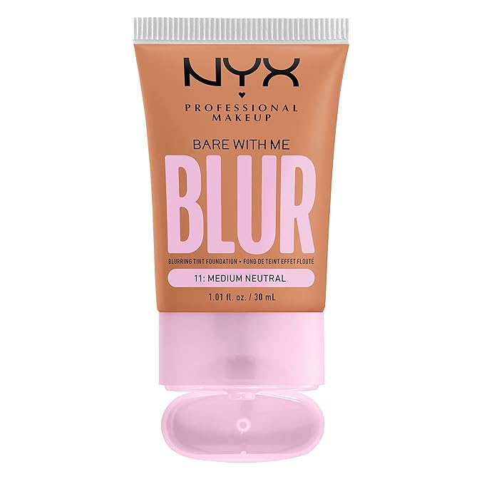 NYX PROFESSIONAL MAKEUP Bare With Me Blur Skin Tint Foundation Make Up with Matcha, Glycerin & Niacinamide - Medium Neutral-BrightBean Baby