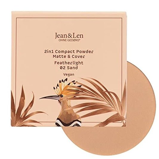 Pure 2in1 Compact Powder Feather Light 02 Sand by Jean&Len, for a flawless transition and natural look, lasts 24 hours, with organic ingredients, vegan-BrightBean Baby