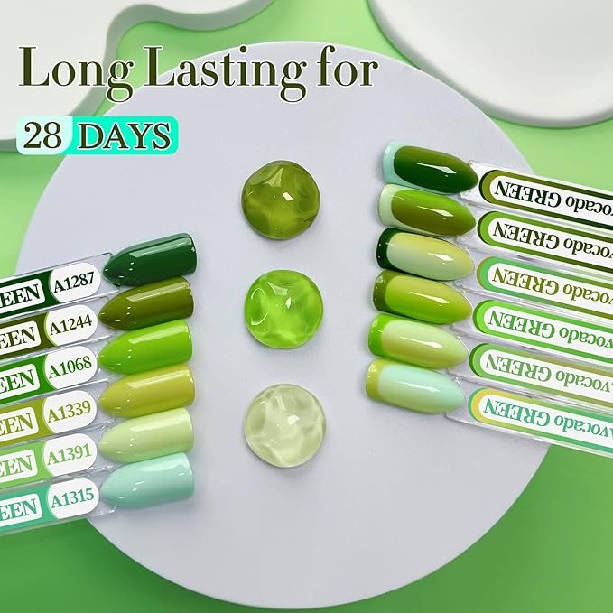 Double Rhythm 6 Pcs 15 ML Gel Polish Set Same Color Same Bottle Soak Off Gel Polish Kit Nail Art Manicure Salon DIY at Home for Women (Light Dark Green Olive Teal-T6-15)-BrightBean Baby