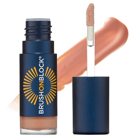 Brush On Block Sun Shine Protective Lip Oil SPF 30, Mineral Protection from UVA/UVB & Blue Light, Hydrating, Cruelty-Free, Gluten-Free, & Vegan, Nude-BrightBean Baby