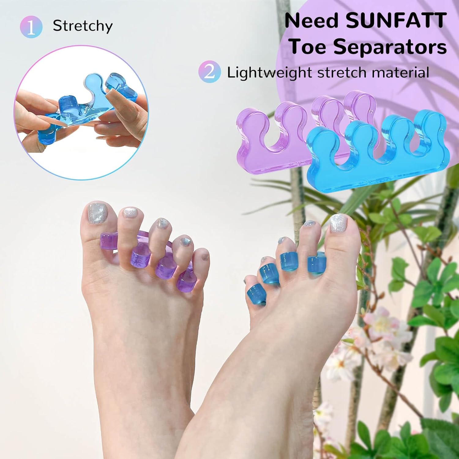 SUNFATT Toe Separators for Pedicure,Toe Separators for Women,Pedicure Toe Spacers for Separating Toenails or Nails,Easy Finger and Toenail Polish Grooming,Soft Gel Toe Spacers Pedicure Kit.-BrightBean Baby