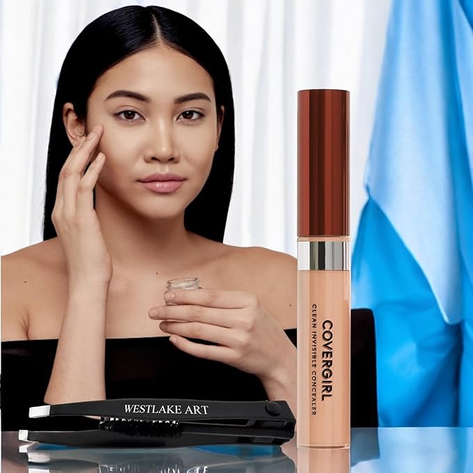 Invisible Lightweight Concealer, 0.32 Oz, Lightweight, Buildable Coverage For Flawless Complexion, Medium Concealer Bundle With Eyebrow Tweezers, Long-Lasting Wear, [Pack Of 1]-BrightBean Baby