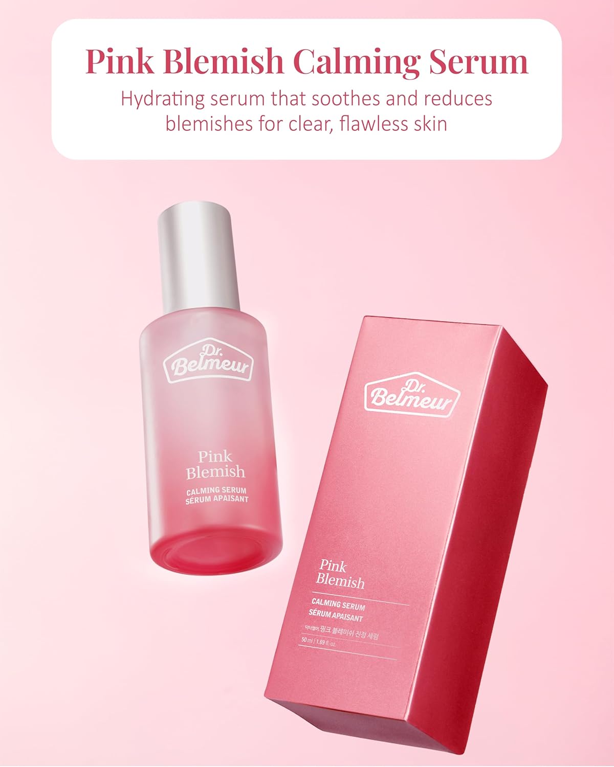 Pink Blemish Calming Serum (1.7fl oz) - Hydrating, Soothing Korean Skin Care for Sensitive Skin. Vegan Hyaluronic Acid, Niacinamide.-BrightBean Baby