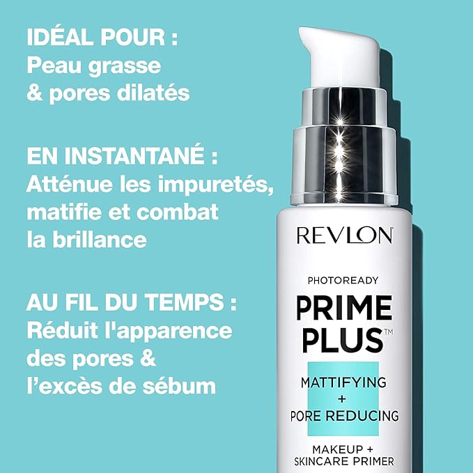 Revlon Face Primer, PhotoReady Prime Plus Face Makeup for All Skin Types, Blurs & Fills in Fine Lines, Infused with Salicylic Acid and AHA, Mattifying & Pore Reducing, 1 Oz-BrightBean Baby