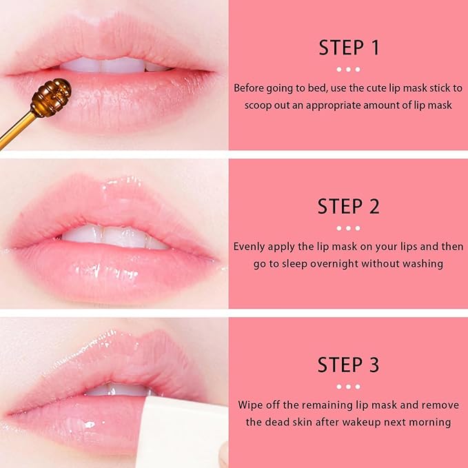 1 PCS Bee Lip Balm Lip Mask Honey Pot, Watermelon Moisturizing Sleeping Lip Mask Overnight with Sticks, Lip Balm Honey Pot Lip Balm Hydrating Prevention Dry and Crack Lip Scrubs Exfoliator-BrightBean Baby