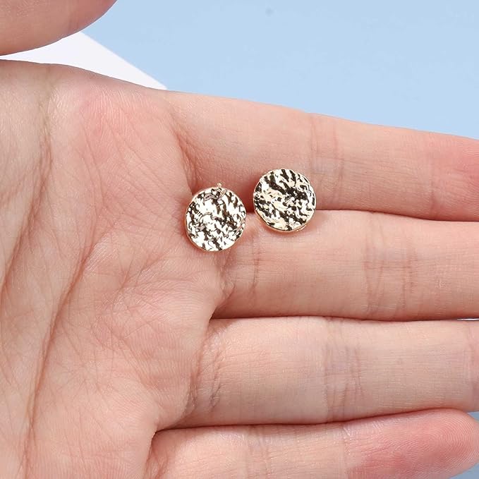 Boho Disc Coin Studs Earrings Gold Hammered Coin Earrings Tiny Circle Earrings Studs Minimalist Geometric Earrings for Women and Girls Gifts-BrightBean Baby