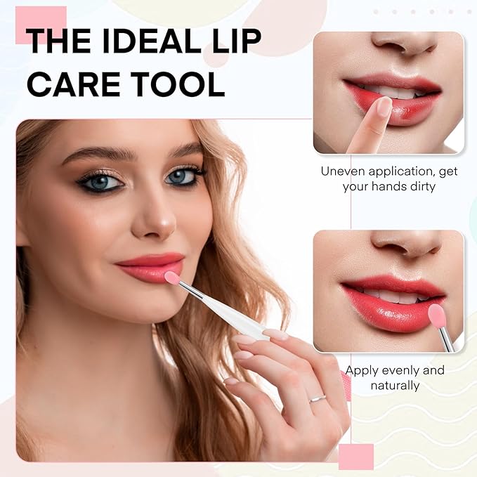 Unaone Lip Scrub Brush - 3 PCS Dual-ended Lip Scrubber Exfoliator and Silicone Lip Brush, 2-in-1 Silicone Lip Scrub Tool Lip Mask Applicator, Gentle Exfoliator & Applicator for Soft-BrightBean Baby