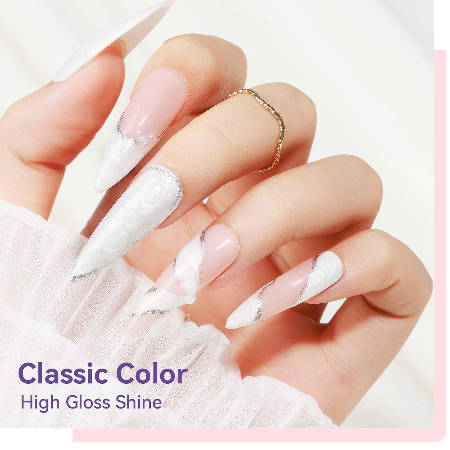 Pearl Gel Nail Polish 12ml Pearl White Mermaid Iridescent Gel Polish Chrome Aurora Nail Drawing Swirl Shell Thread Effect Pearlescent Nail Polish Soak Off UV LED Nail Art Salon Home DIY-BrightBean Baby