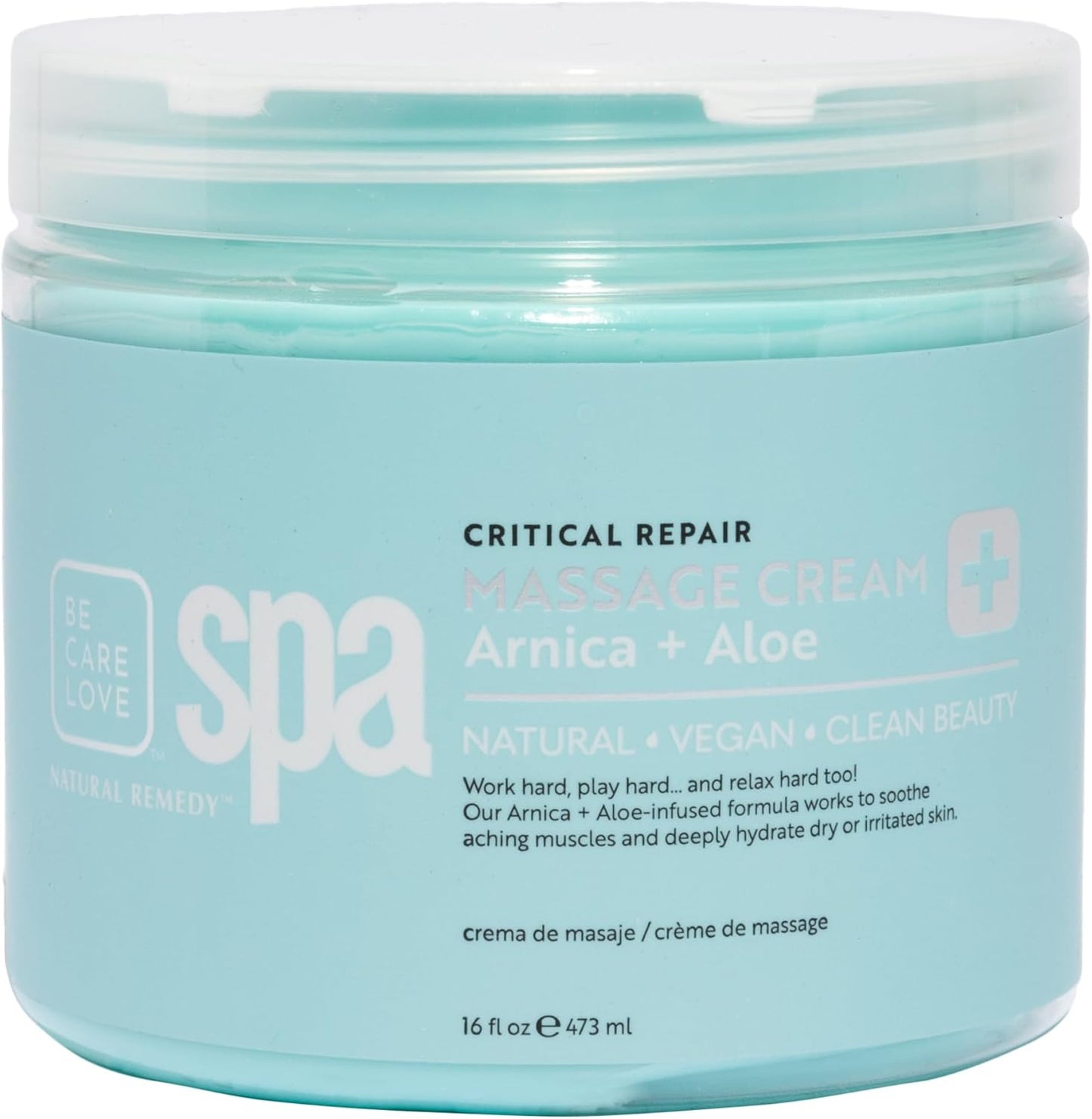 Be Care Love Spa Critical Repair Massage Cream with Organic Arnica and Organic Aloe Natural Vegan Clean Beauty Made in USA 16 fl oz-BrightBean Baby