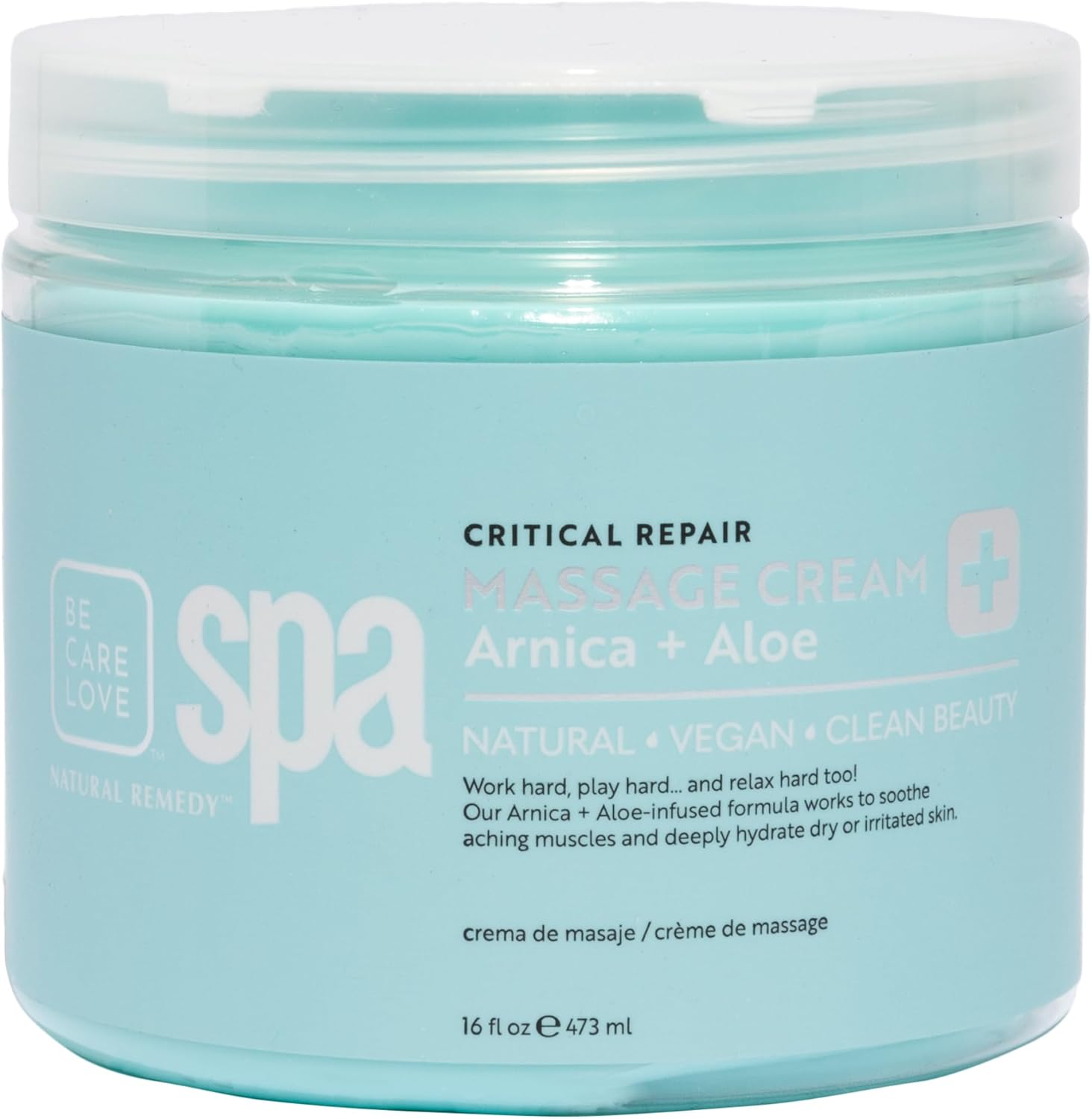 Be Care Love Spa Critical Repair Massage Cream with Organic Arnica and Organic Aloe Natural Vegan Clean Beauty Made in USA 16 fl oz-BrightBean Baby