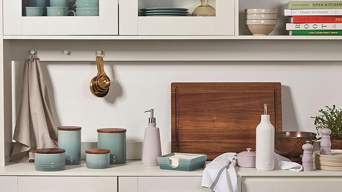 Le Creuset Signature Salt Cellar and Storage Canister with Wood Lid, 26 oz., Cerise