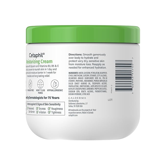 Cetaphil Face & Body Moisturizer, Hydrating Moisturizing Cream for Dry to Very Dry, Sensitive Skin, NEW 16 oz, Fragrance Free, Non-Comedogenic, Non-Greasy-BrightBean Baby