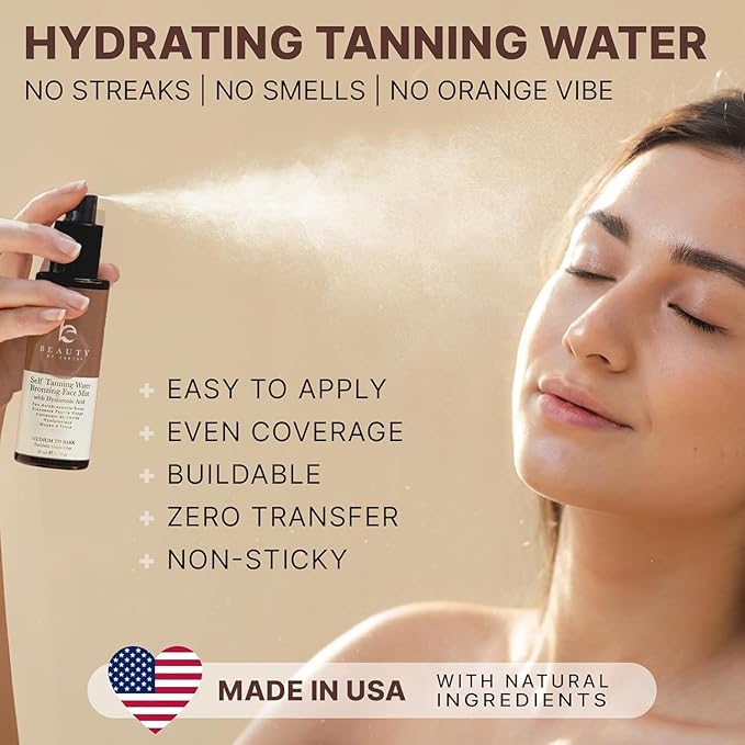 Bronzing Face Tanner Spray Mist, Sunless Face Tanning Water, USA Made with Natural & Organic Ingredients-BrightBean Baby
