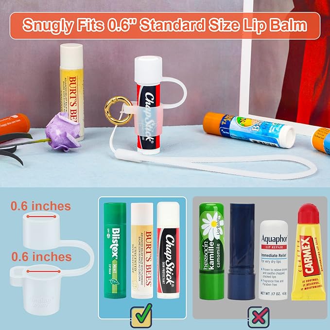 Desing Wish Silicone Lip Balm Holder with Cap Cover Portable Chapstick Holder Keychain Sleeve Lip Balm Key Chain with Key Ring and Wrist Strap Lanyard - Transparent-BrightBean Baby