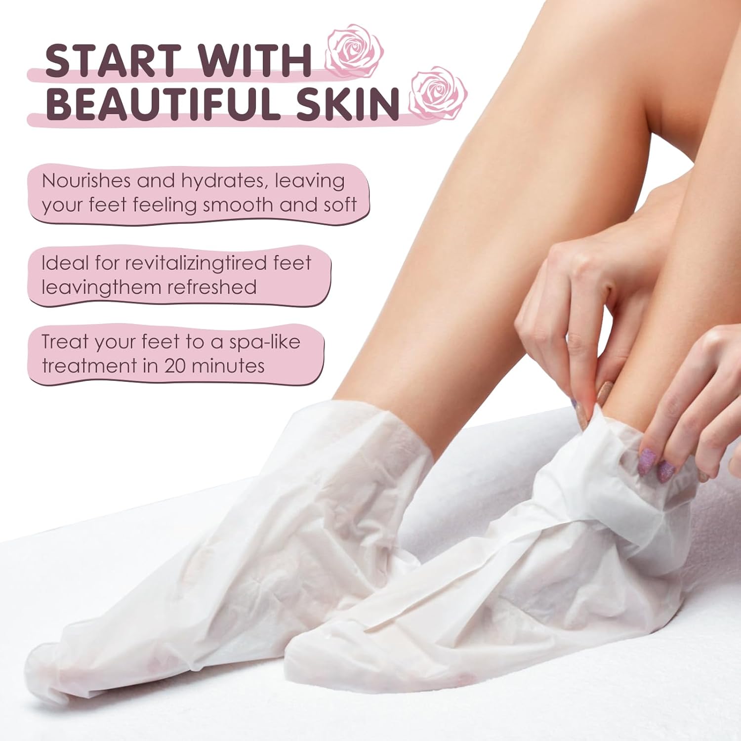 AUSLKA Moisturizing Foot Mask, Moisturizing Socks, Hydrating Moisturizer Sock for Dry Cracked Feet Heel, Leave Your Feet Moisture and Smooth(Shea Butter) - 6 Packs-BrightBean Baby