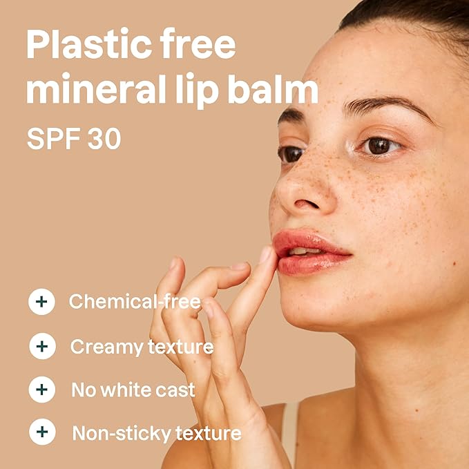 ATTITUDE Oceanly Tinted Lip Balm with SPF 30, EWG Verified, Plastic-Free, Broad Spectrum UVA/UVB Protection with Zinc Oxide, Vegan, Unscented, Baby Rose, 0.3 Ounce-BrightBean Baby