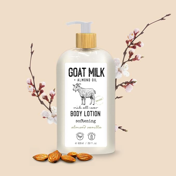 Skin Verse Body Lotion, Goat Milk, Almond Oil Body Lotion, Softening, Almond Vanilla, Coconut, Shea Butter Body Lotion, Moisturizing, Coconut Vanilla, 28 fl. oz. | Home and Body Co-BrightBean Baby