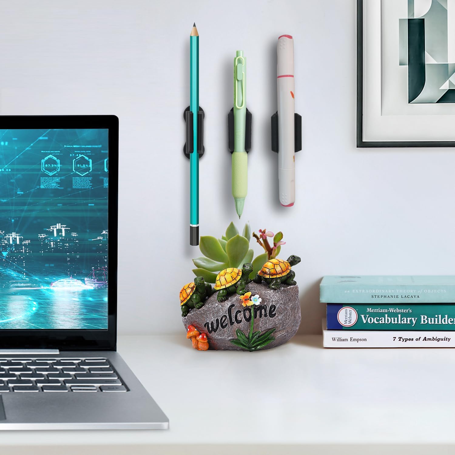 Adhesive Pen Holder for Wall Pencil Holder for Desk Organizer, 6Pack Silicone Pen Holders for Clipboard, Marker Holder Sticky Pen Holder for Desk, Office Supplies Stylus Holder Pen Organizer (6 grey)-BrightBean Baby