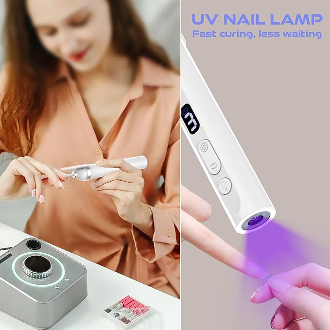 Electric Nail Drill, Cordless Drill, Portable Nail File Kit for Thick Toenails, Nail Dril Machine Professional Manicure Pedicure for Hand Natural Nails Care (White)-BrightBean Baby