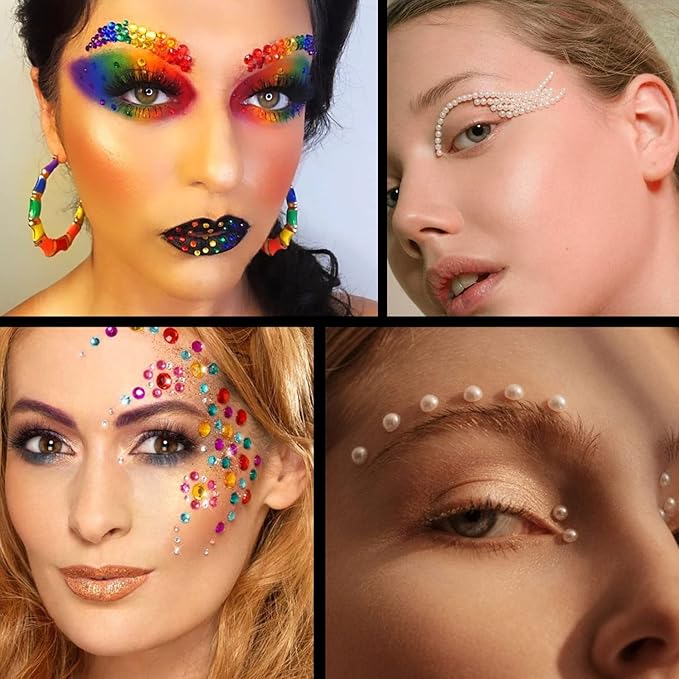 Flat Back Rhinestone+Half Round Pearl Kits Colorful Rhinestones+Beige Pearls With Picker Pencil And Tweezer For Home DIY And Professional Use-BrightBean Baby