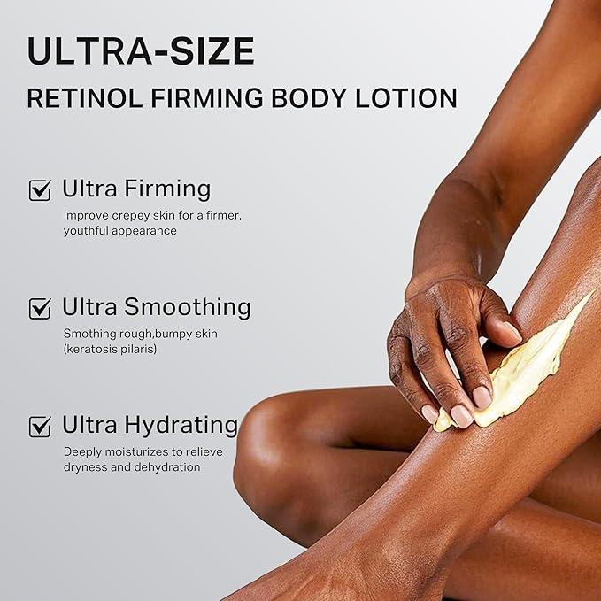 Ultra-Size Firming Retinol Body Lotion for Crepey Skin & Keratosis Pilaris with 0.05% Retinol, AHA, Collagen, Body Cream, Anti Aging Moisturizer 10.14 fl oz-BrightBean Baby
