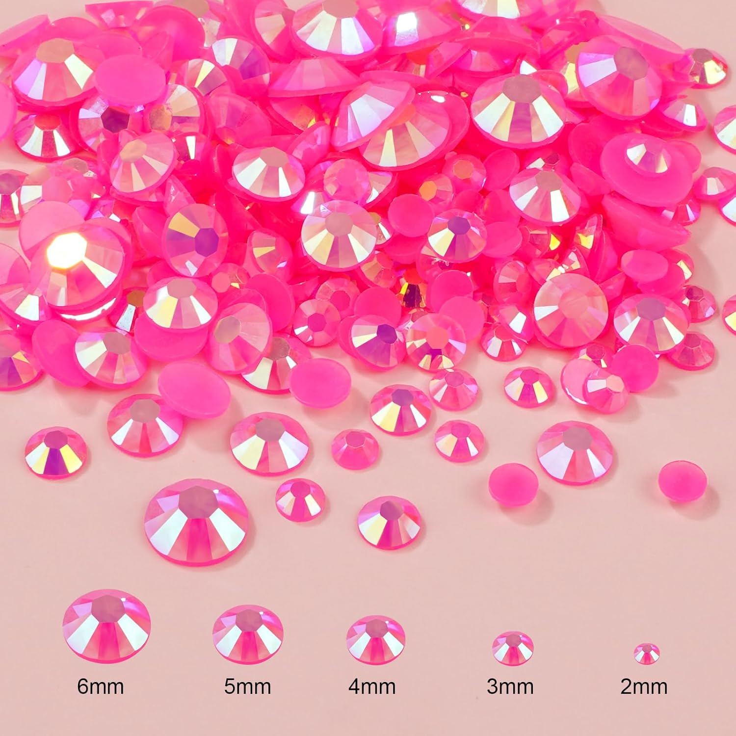 Canvalite 25000PCS Resin Jelly Rhinestones for Crafting,Hot Pink AB Flatback Gems, Bedazzling Crystal with 5x2.5g B7000 Jewelry Glue and Tweezers Dotting Pen for DIY Crafts Clothing Shoes Nail Art-BrightBean Baby
