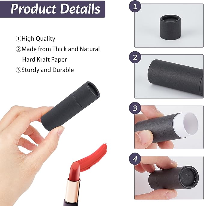 NICENEEDED 10 Pcs Paperboard Lip Balm Tubes, Paper Lipstick Tube, Cardboard Empty Lip Gloss Container Solid Perfume Tube Cosmetic Box for DIY Lip Gloss Balm Chapstick-BrightBean Baby