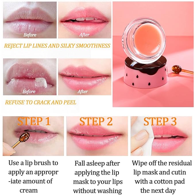 2 Pack Strawberry Lip Mask Strawberry Lip Balm Pot Propolis Moisturizing Hydrating Lip Sleeping Mask Prevention Dry and Cracked Lip Scrubs Exfoliator (2-Strawberry)-BrightBean Baby