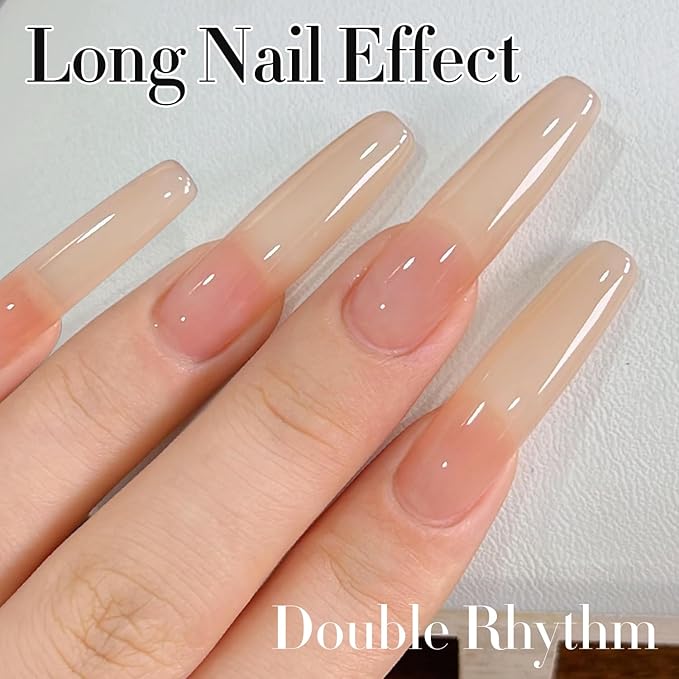 Double Rhythm 0.5Oz Translucent Gel Polish Sheer Neutral Natural Light Milky Same Color Same Bottle 15ML Jelly Art DIY at Home (Neutral Nude Pink-A1368)-BrightBean Baby