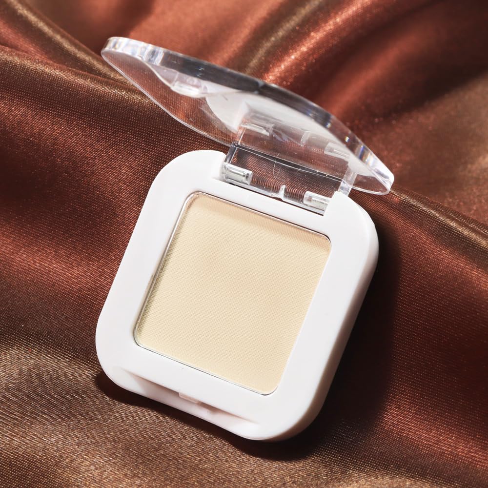 Buildable Matte Eyeshadow Makeup Palette Single - French Vanilla Shades | Creamy Pressed Powder for Easy Blending | Mini Travel Palette for Women | Everyday Natural Eye Makeup-BrightBean Baby