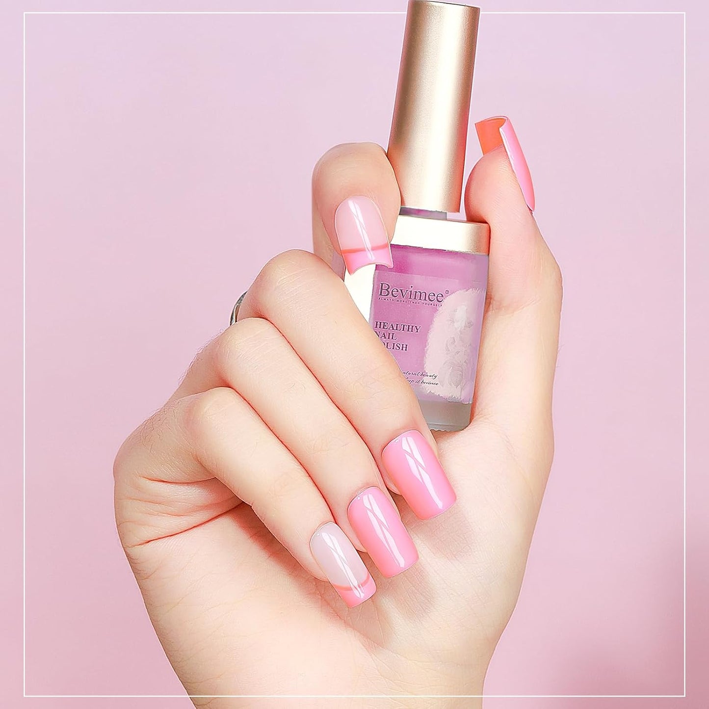 Nail Polish Light Pink Quick Dry Nail Lacquer Sheer Color, Regular Barbie Pink Fast Dry Fingernail Polish Bulk Non Gel Long-Lasting DIY Salon Gift For Women-BrightBean Baby