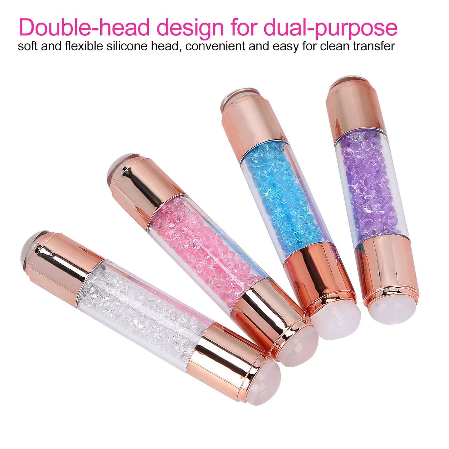 Dioche 4Sets Manicure Art Stamper, Double Ended Silicone Stamp Pens With Nail Seal Plate for Home Salon-BrightBean Baby