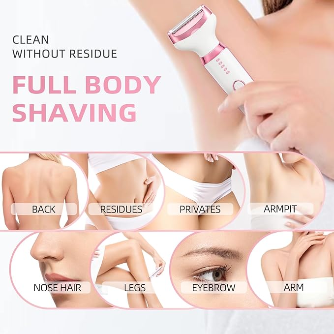 Electric Razor for Women 5 in 1 Rechargeable Painless Body Razors and Facial Hair Remover for Bikini Leg Body Face Underarm